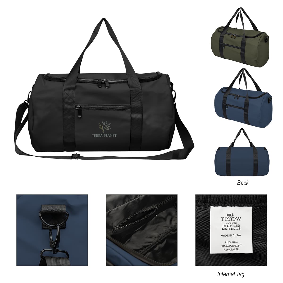 Hudson Recycled Leatherette Duffel Bag
